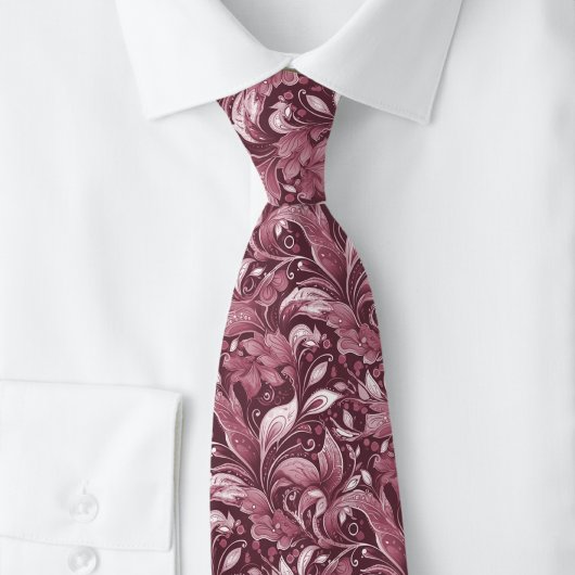 Bordeaux Botanischer Batik Krawatte