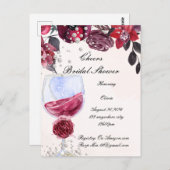 Bordeaux-Brautdusche Postkarte (Vorne/Hinten)