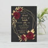 Bordeaux-Brautparty Einladung (Stehend Vorderseite)