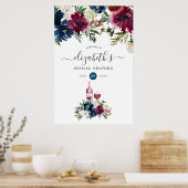 Bordeaux Brautparty Weinverkostung Willkommen Poster (Küche)