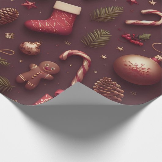 Bordeaux Burgundy Weihnachten Geschenkpapier (Ecke)