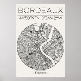 Bordeaux Charcoal City Map Poster – Minimal French