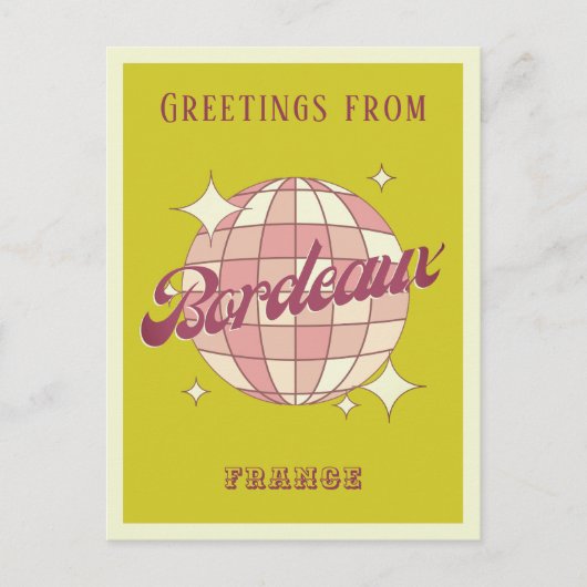 Bordeaux City France Retro Vintag grüne Postkarte (Vorderseite)