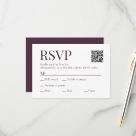 Bordeaux Color Scan QR Code Wahl Hochzeit RSVP Karte