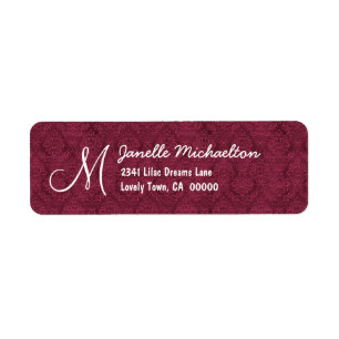 Bordeaux-Damast-Monogramm M oder irgendein