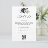 Bordeaux Dusty Blue Blumenzettel Begleitkarte (Stehend Vorderseite)