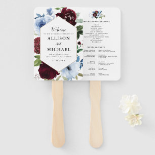 Bordeaux-Dusty-Blue-Hochzeitskalender Fächer