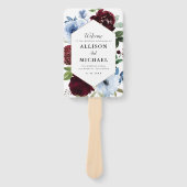 Bordeaux-Dusty-Blue-Hochzeitskalender Fächer (Vorderseite)