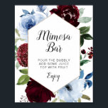 Bordeaux-Dusty-Blue-Mimosa-Bar Poster<br><div class="desc">einfache Schrift und bordeauxrote, staubige blaue Mimosa-Bar. Der Text und die Farben auf diesem Zeichenposter können bearbeitet werden.</div>