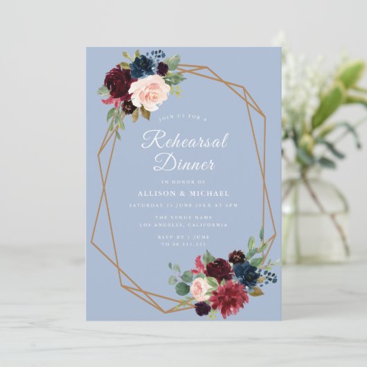 Bordeaux-Dusty-Probe-Dinner Einladung (Stehend Vorderseite)