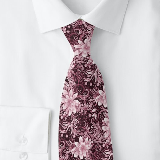 Bordeaux Floral Batik Krawatte