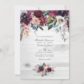 Bordeaux Floral Garden QR Code UAWG Wedding Invita Einladung (Vorderseite)