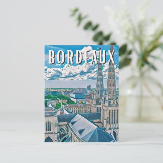 Bordeaux Foto Vintage Postkarte (Stehend Vorderseite)