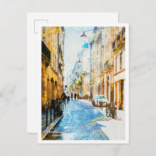 Bordeaux France Öl Paint City Landschaft Postkarte (Vorne/Hinten)