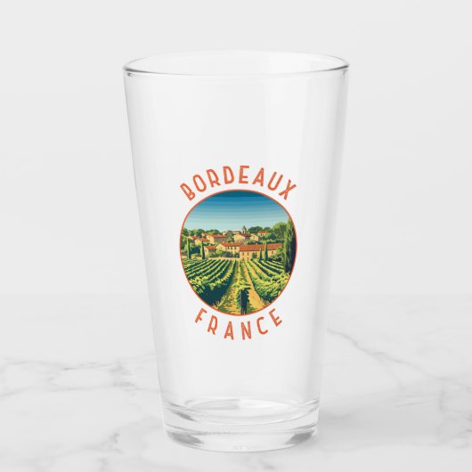 Bordeaux France Retro Distressed Circle Glas (Vorderseite)
