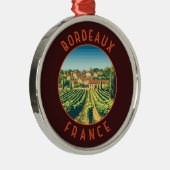 Bordeaux France Retro Distressed Circle Ornament Aus Metall (Rechts)