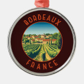 Bordeaux France Retro Distressed Circle Ornament Aus Metall (Vorne)