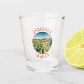 Bordeaux France Retro Distressed Circle Schnapsglas (Vorderseite)