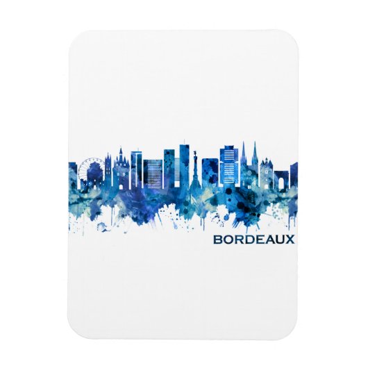 Bordeaux France Skyline Blue Magnet (Vertikal)