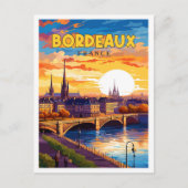 Bordeaux France Vintage Illustration Postkarte (Vorderseite)