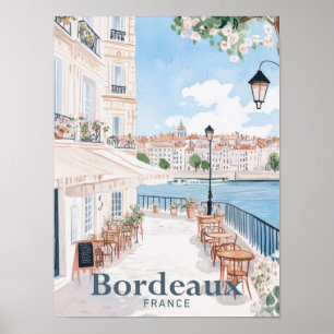 Bordeaux Frankreich Aquarellmalerei Reise Poster