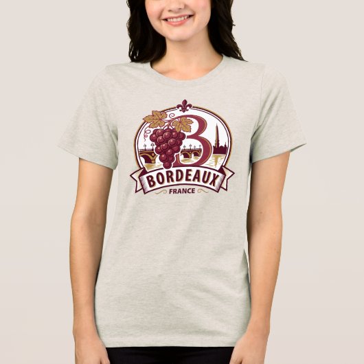 Bordeaux Frankreich Tri-Blend Shirt (Vorderseite)