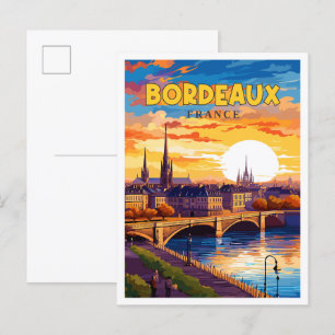 Bordeaux Frankreich Vintage-Reiseillustration Postkarte