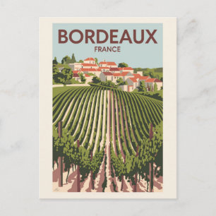 Bordeaux Frankreich Weinberg Reise Kunst Vintage Postkarte