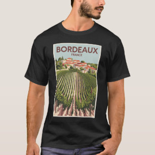 Bordeaux Frankreich Weinberg Reise Kunst Vintage T-Shirt