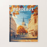 Bordeaux Frankreich Weinroute Mendrisiotto Vintag Puzzle<br><div class="desc">Bordeaux Retro Vektor-Reise-Design. Bordeaux, Drehscheibe der berühmten Weinbauregion, ist eine Hafenstadt am Fluss Garonne im Südwesten Frankreichs.</div>