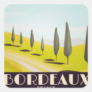Bordeaux, französischer Reiseposter im Vintage-Sti Quadratischer Aufkleber