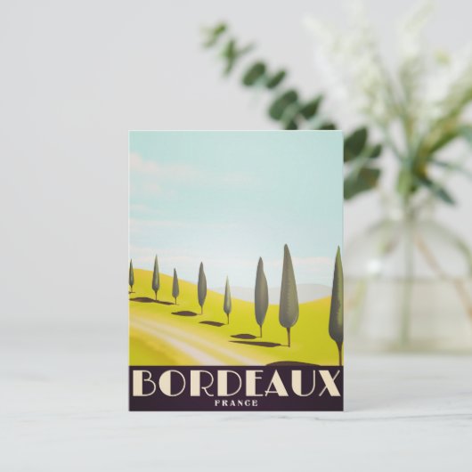 Bordeaux, französisches Vintages Reiseplakat Postkarte (Stehend Vorderseite)