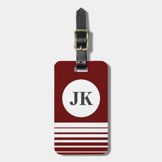 Bordeaux-Gepäckmarke| anpassbares Monogramm Gepäckanhänger (Vorderseite vertikal)