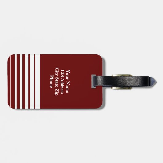 Bordeaux-Gepäckmarke| anpassbares Monogramm Gepäckanhänger (Rückseite horizontal)