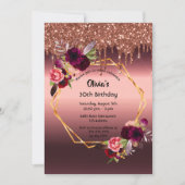 Bordeaux-Glitzer geometrisch Einladung (Vorderseite)