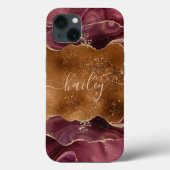 Bordeaux-Glitzer-Marmor Case-Mate iPhone Hülle (Rückseite)