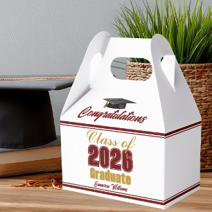 Bordeaux-Gold-Abschlussfeier der Klasse 2026 Geschenkschachtel