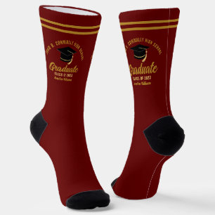 Bordeaux-Gold-Absolventen-Personalized 2026 Abschl Socken