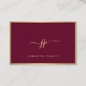 Bordeaux Gold Monogram Initial Visitenkarte (Vorderseite)