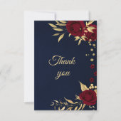 Bordeaux-Goldblütennavy Dankeskarte (Vorderseite)