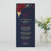 Bordeaux-Goldblütennavy Menükarte (Stehend Vorderseite)