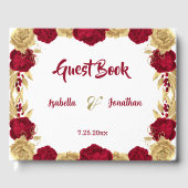 Bordeaux & Golden Blume - elegantes Gästebuch (Vorderseite)