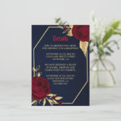 Bordeaux-goldfarbene geometrisch-blaue Details Begleitkarte (Stehend Vorderseite)