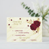 Bordeaux-goldfarbenes Marmorgericht RSVP Karte (Stehend Vorderseite)