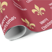 Bordeaux-GoldLilien-Weihnachten Geschenkpapier (Rolleneckpunkt)