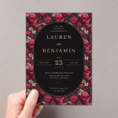 Bordeaux Gothic Paisley Wedding Acryleinladungen (Insitu (Handheld))