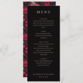 Bordeaux Gothic Paisley Wedding Menükarte (Vorne/Hinten)