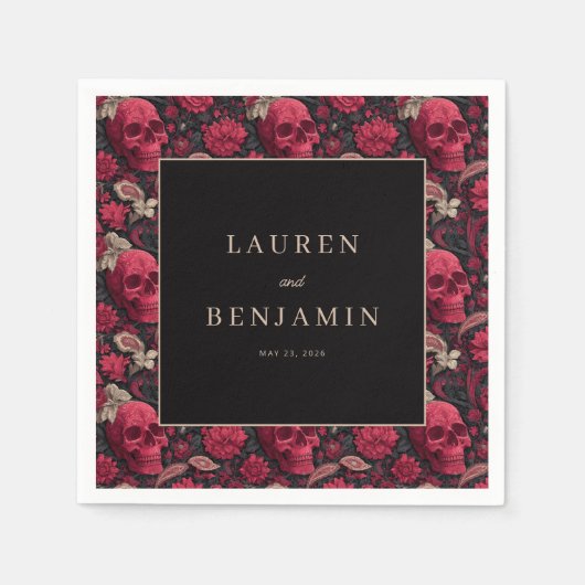 Bordeaux Gothic Paisley Wedding Serviette (Vorderseite)