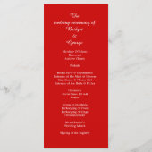 Bordeaux + hellrotes Menü & Programm Hochzeitskart (Rückseite)