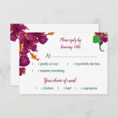 Bordeaux-Hibiskus-Blume - grün Blätter RSVP Karte (Vorne/Hinten)